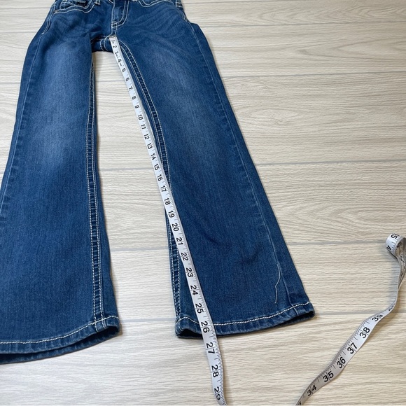 Rockin C Pink Cross Embroidered Pocket Western Bootcut Blue Jeans Girl’s Size 8 - Picture 12 of 13